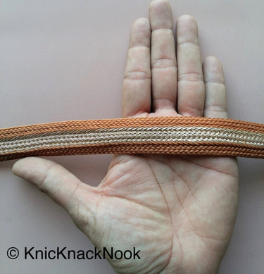 Wholesale Gold And Brown Thread Lace Trim, Approx. 25mm wide, Weave Trim